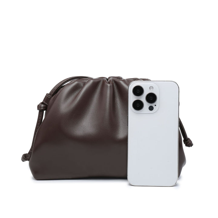 Sac à bandoulière en similicuir froncé et uni