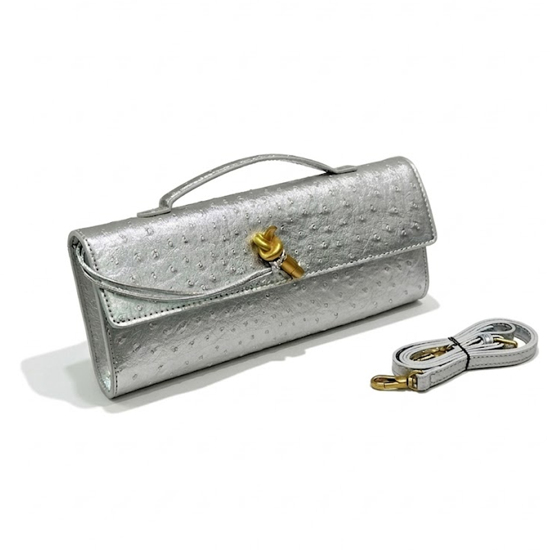 La pochette nœud à rabat – Estampé autruche