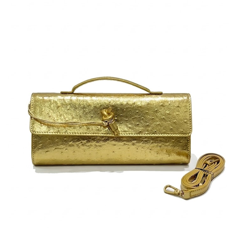 La pochette nœud à rabat – Estampé autruche