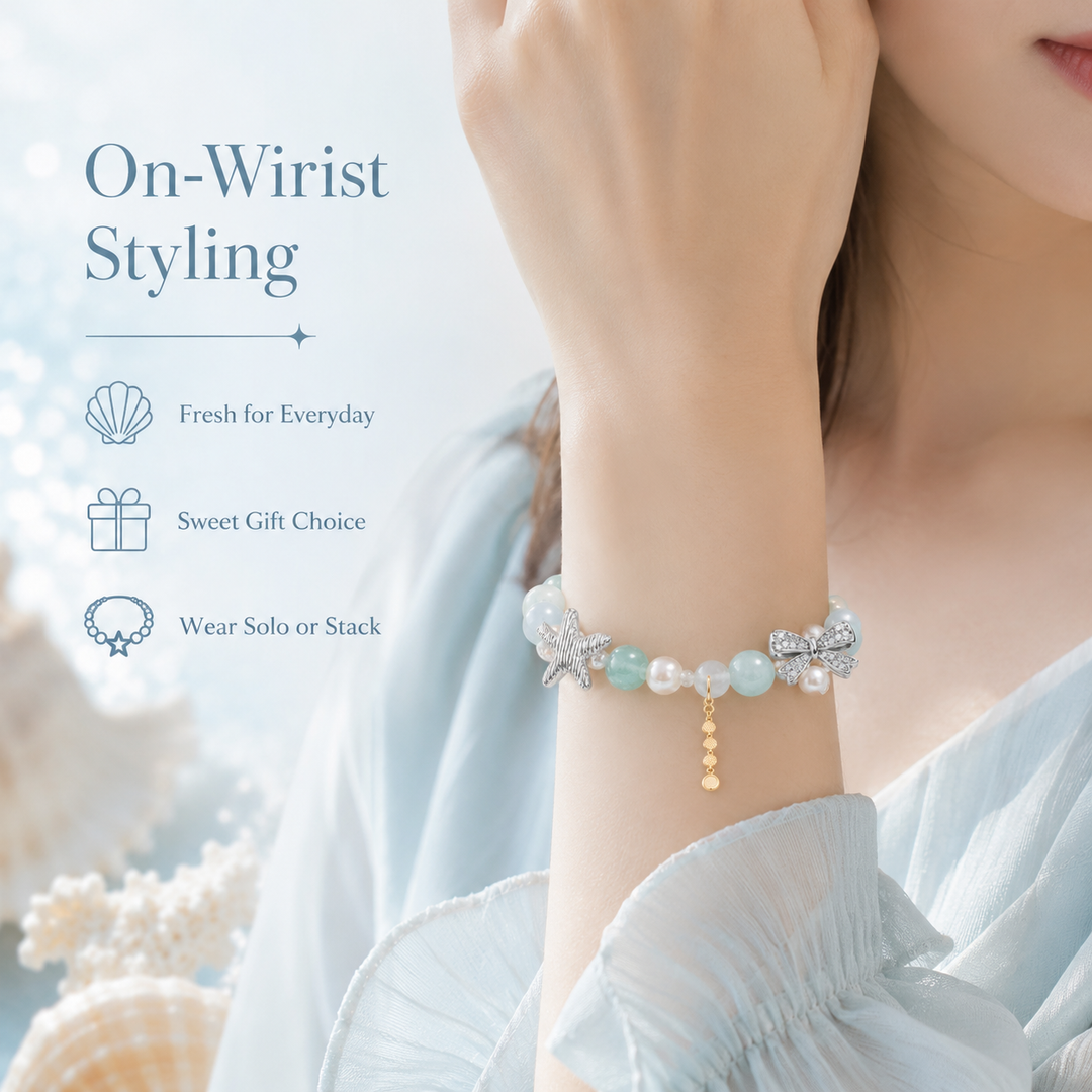 Seafoam Starfish Crystal Bracelet
