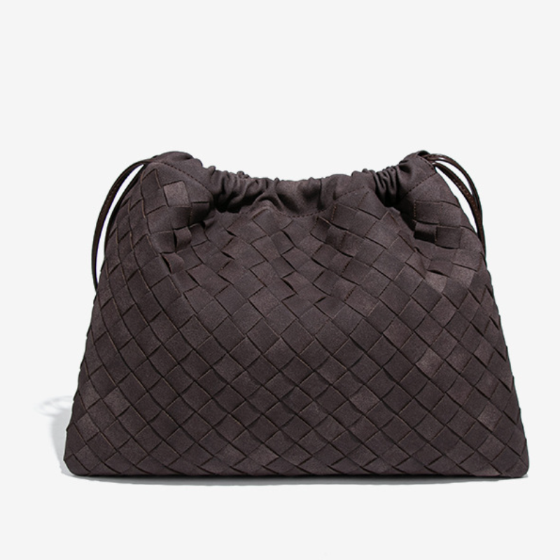 LA POCHETTE EN FAUX DAIM À CORDON DE SERRAGE