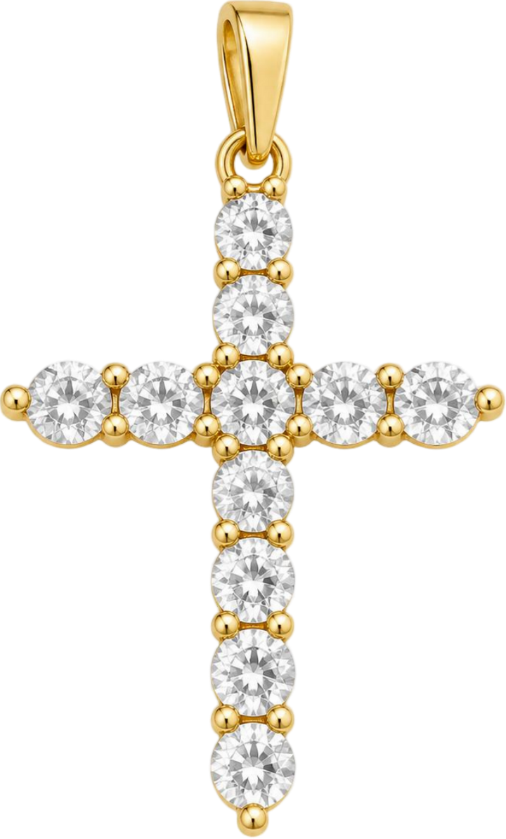 Gold CZ Cross Charm