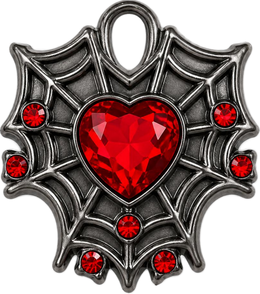 Spiderweb Heart Charm