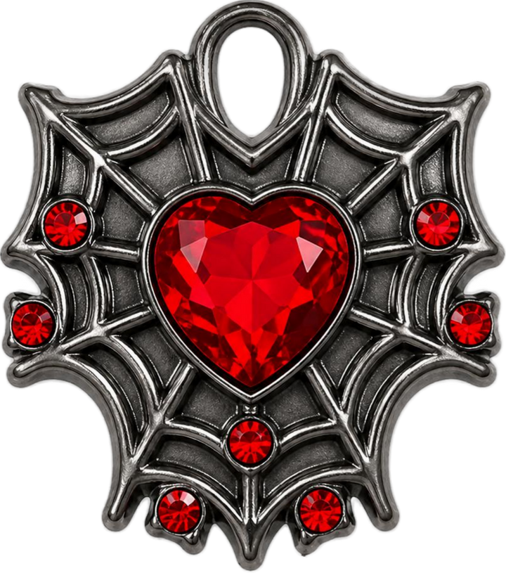 Spiderweb Heart Charm