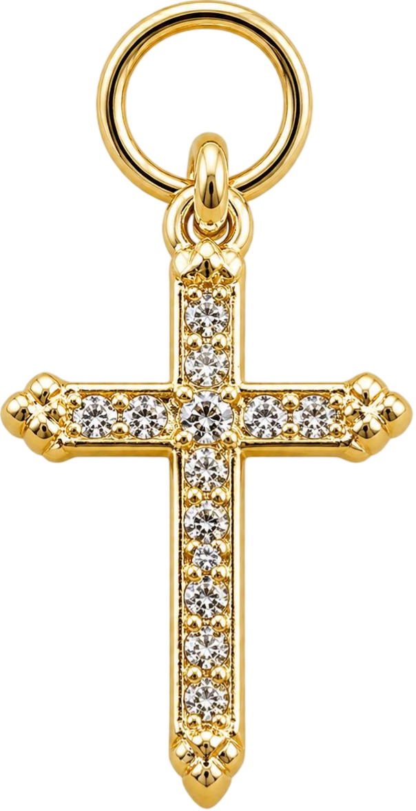 Gold CZ Cross Charm
