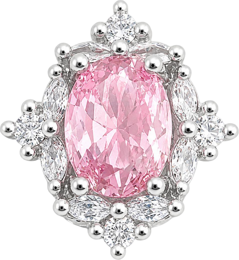 Silver Pink Gem Accent