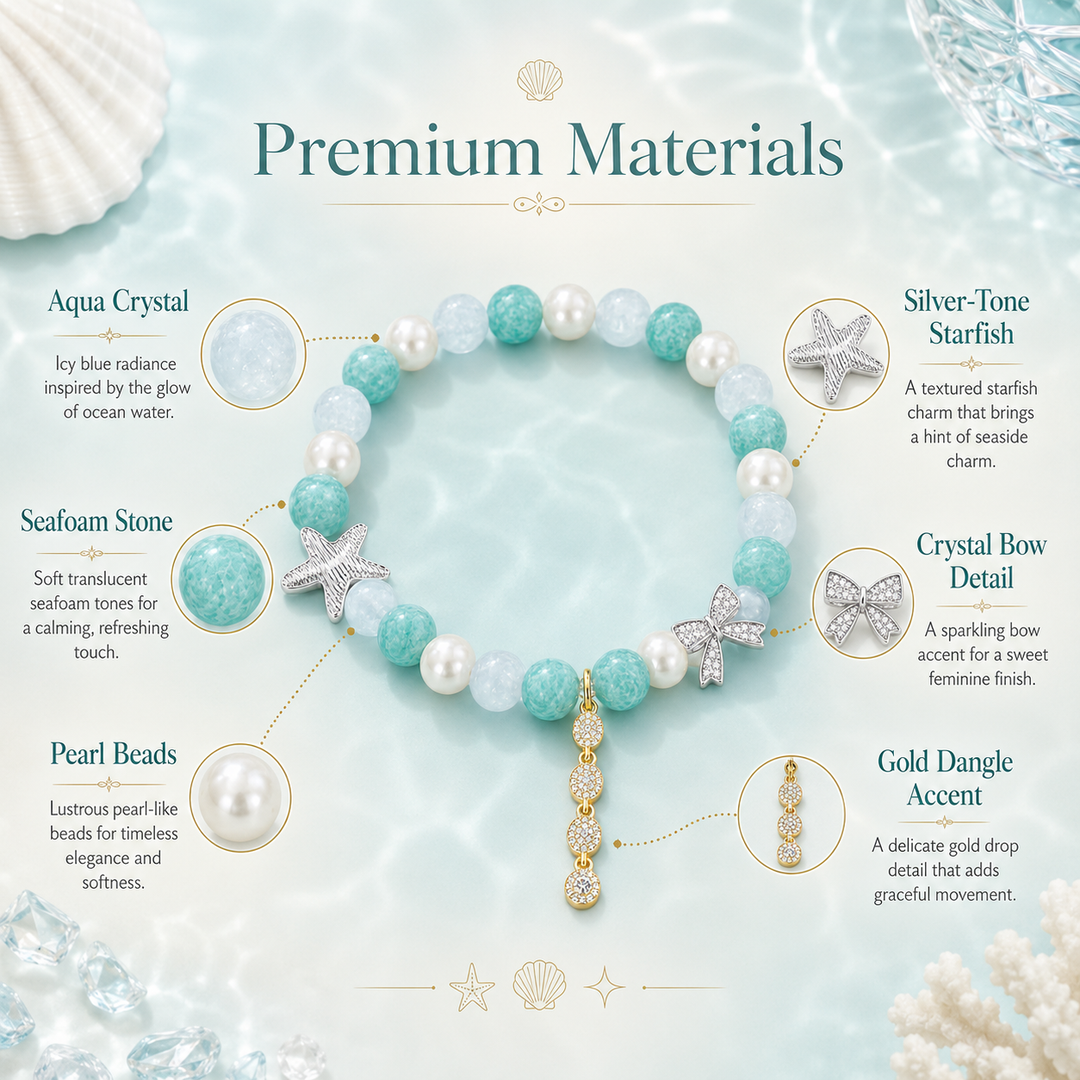 Ocean Amazonite Pearl Starfish Bracelet – Calm & Free Spirit Energy