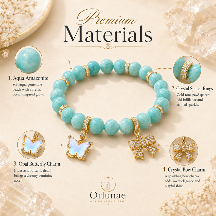 Amazonite Butterfly Crystal Bracelet – Calm Hope & Free Spirit Energy