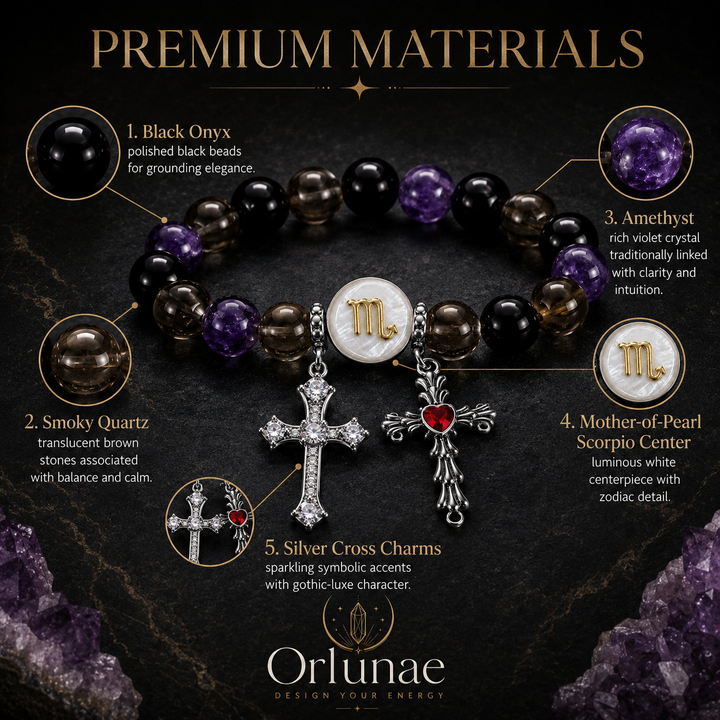 Scorpio Obsidian Amethyst Crystal Bracelet – Protection & Deep Intuition Energy
