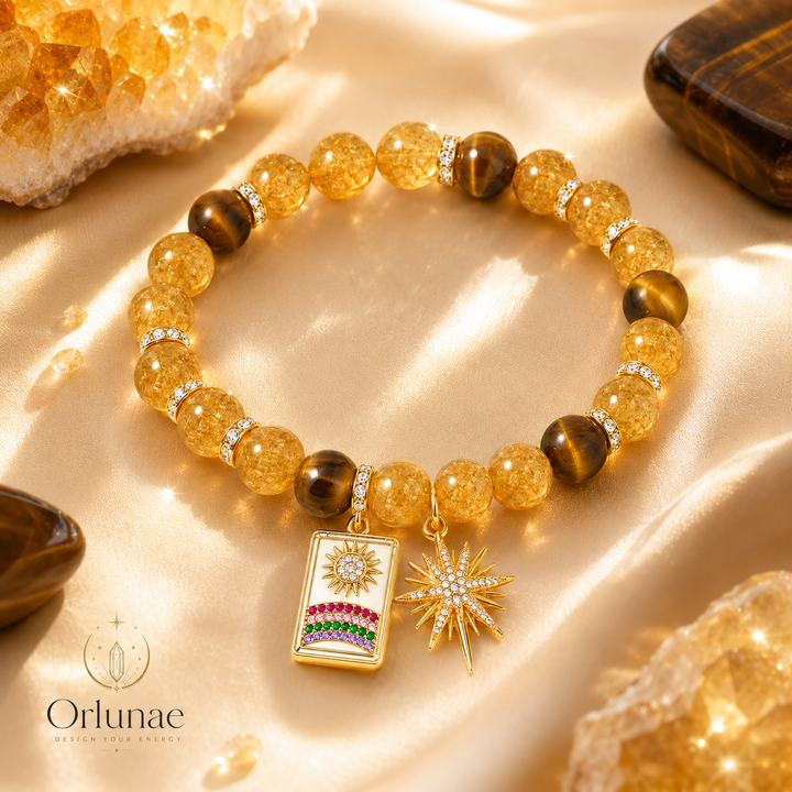 Sunlight Tiger's Eye & Citrine Crystal Bracelet – Confidence & Abundance Energy