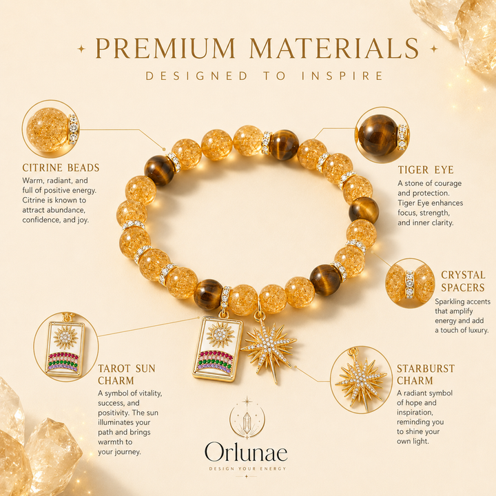 Sunlight Tiger's Eye & Citrine Crystal Bracelet – Confidence & Abundance Energy