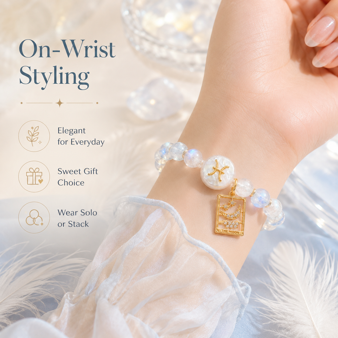 Pisces Moonstone Crystal Bracelet – Dream & Intuition Energy