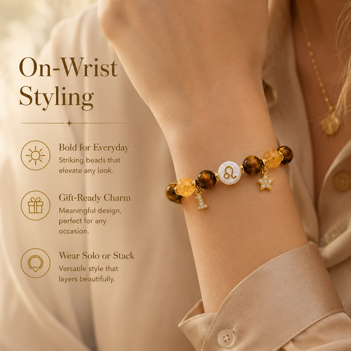 Leo Tiger's Eye & Citrine Crystal Bracelet – Confidence & Radiance Energy